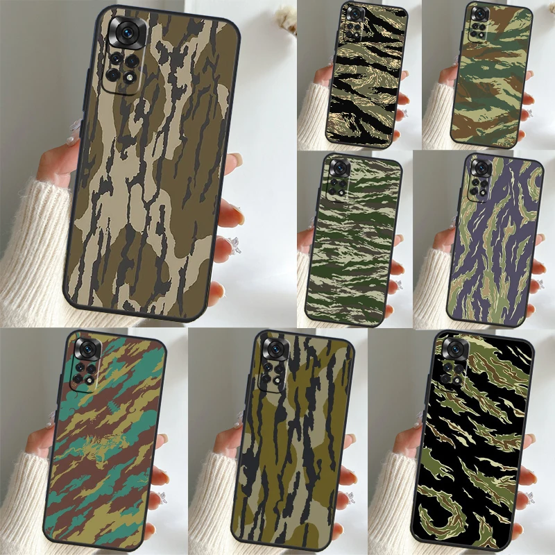 Humor Tiger Stripe Camo Camouflage Case For Xiaomi Redmi Note 8 9 10 11 12 Pro Note 9S 10S 11S Redmi 10C 10A 9A 9C Back Cover