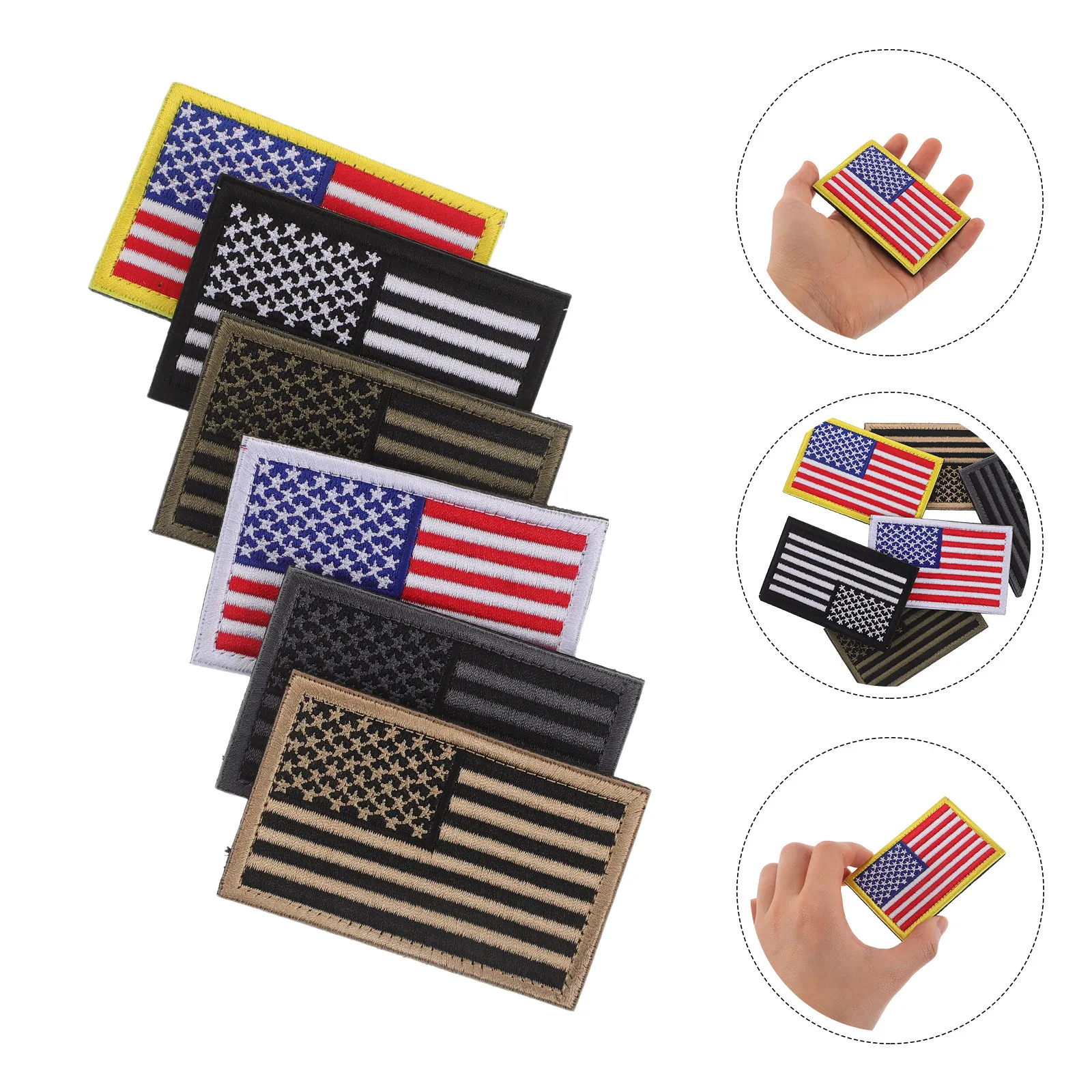 6Pcs American Flag Patch Embroidered Small Usa Flag Shoulder Patches for Hats Jackets Vests Backpack DIY Apparel Decoration