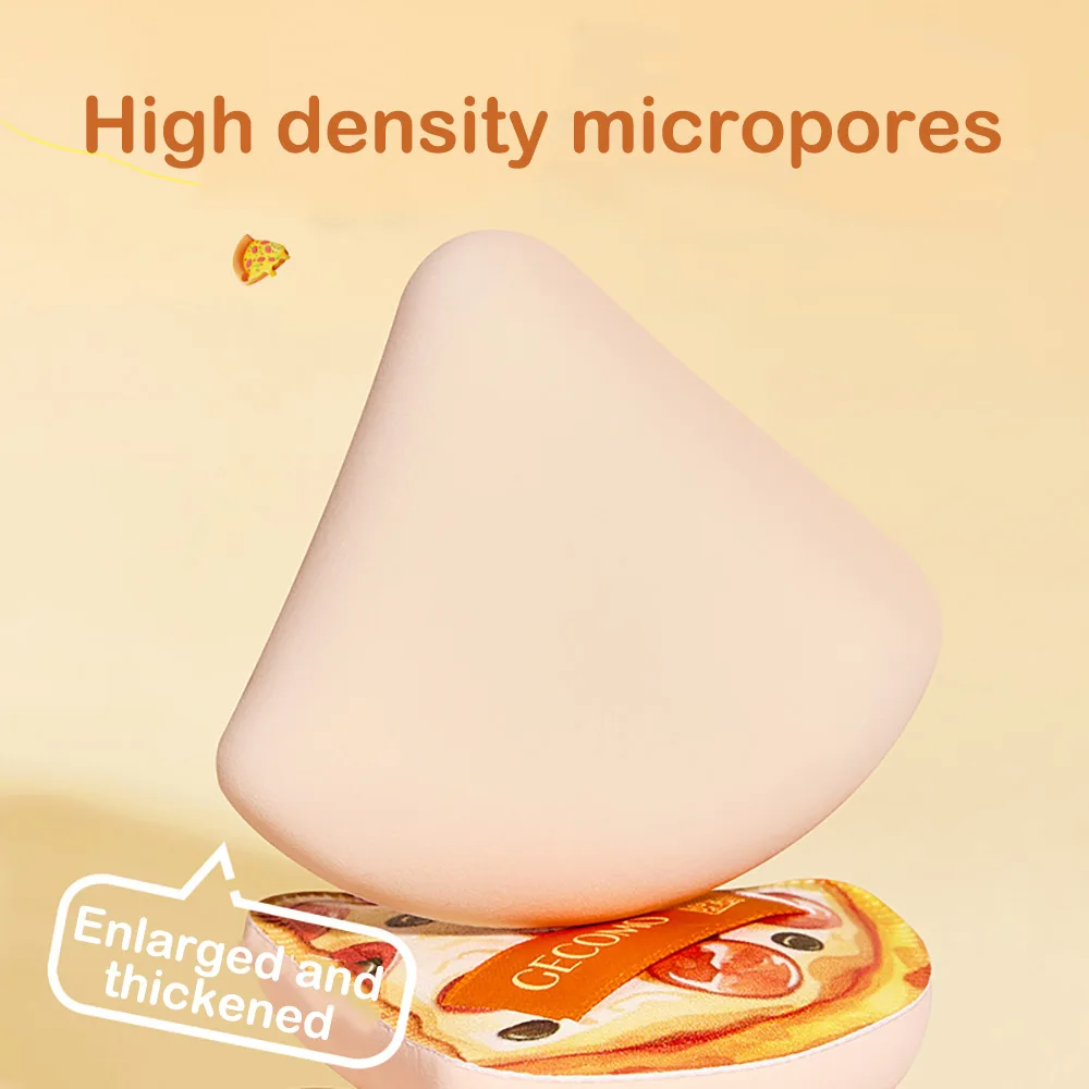 GECOMO-Juego de caja para esponjas de polvo en forma de Pizza, esponja de maquillaje suave y gruesa de doble uso, húmeda y seca, cojín de aire, 5 uds.