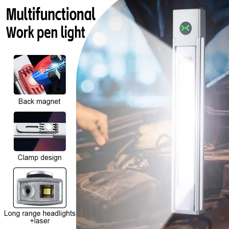 Krachtige LED-werklamp Auto Multifunctionele Lamp Magnetische Mini USB Oplaadbare Pen Clip Zaklamp Zaklamp Werkinspectie Licht