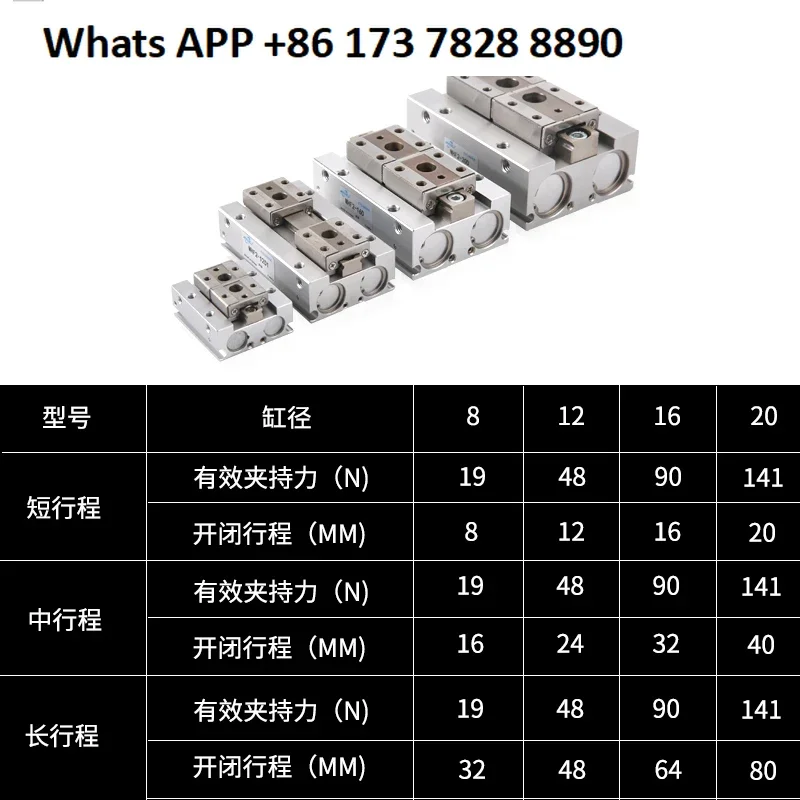 

Small Pneumatic Slide Rail Finger Cylinder MHF2-8D/12D/16D/20D Parallel Jaw D1/D2/DR