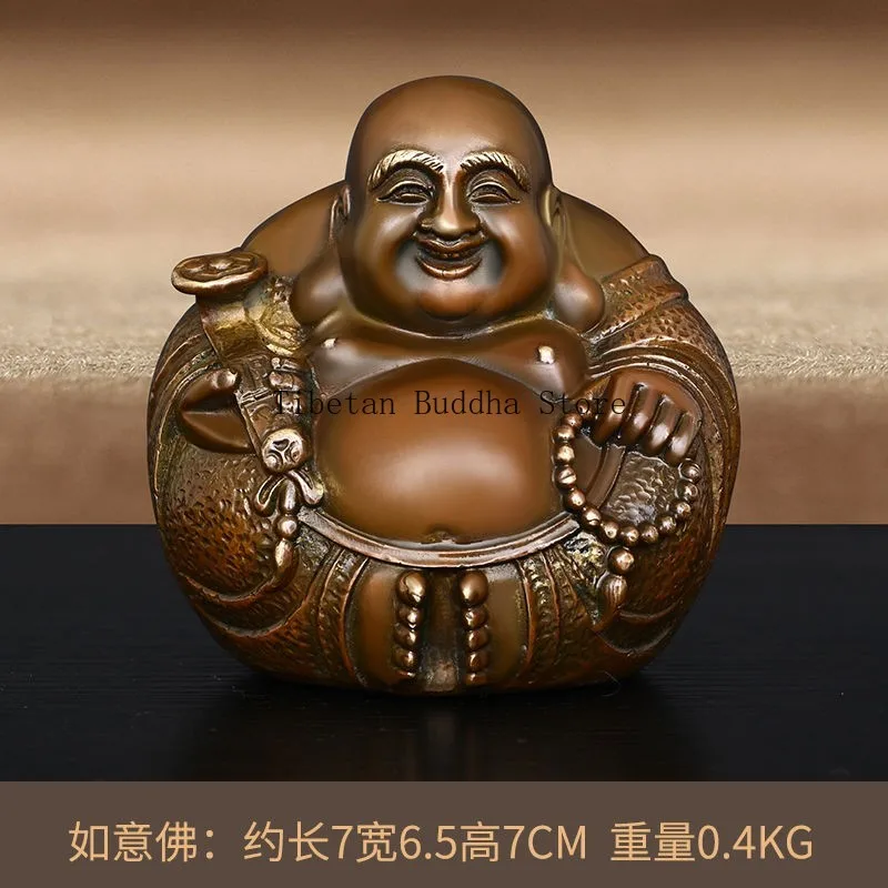 ‌Solid Brass Laughing Buddha Maitreya Statue Asian Style Home Decor‌