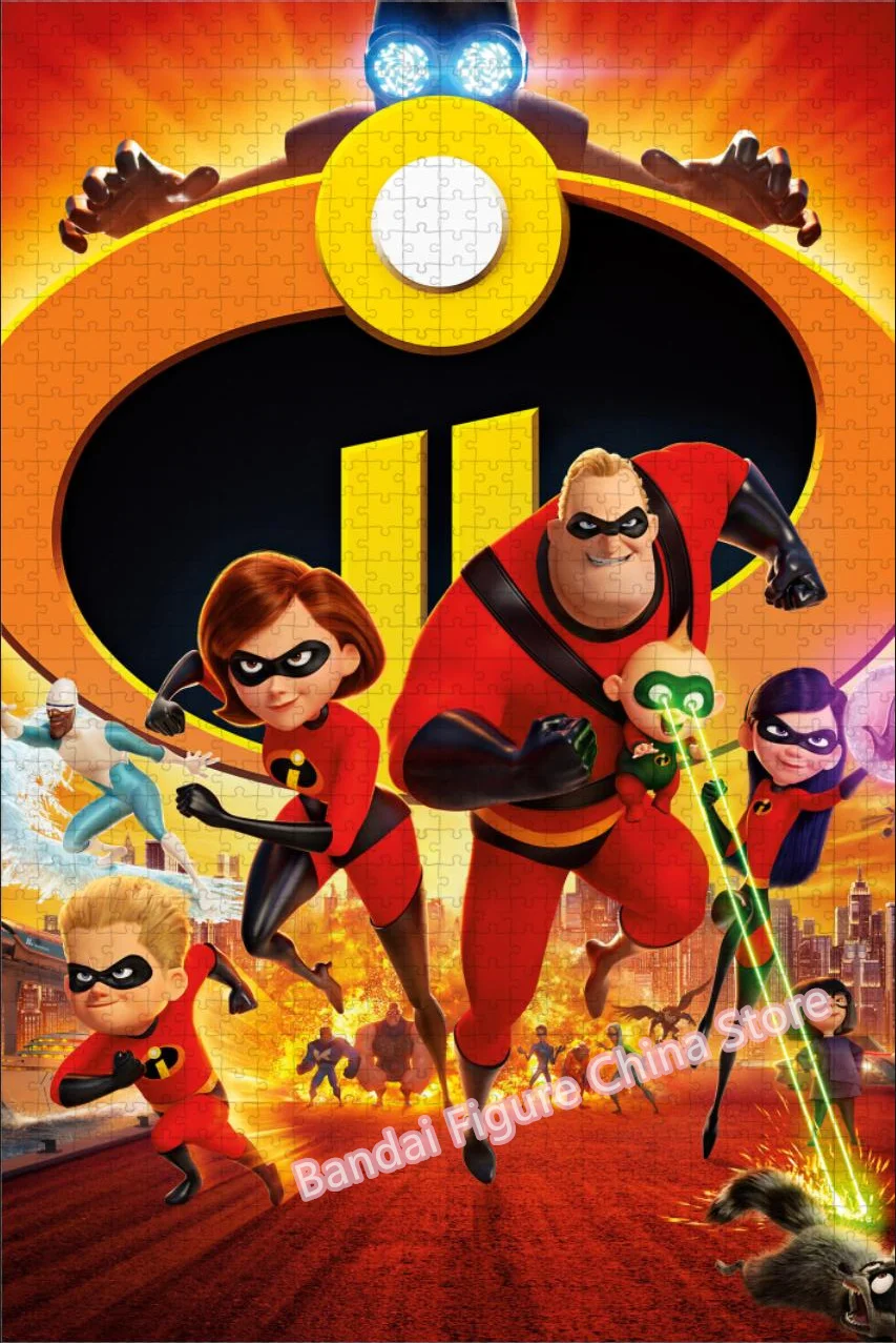 ของเล่นเด็กปริศนา300/500/1000ชิ้น The Incredibles Disney ตัวต่อจิกซอว์พิมพ์ลายการ์ตูนอะนิเมะสำหรับผู้ใหญ่เกมการศึกษาของขวัญ