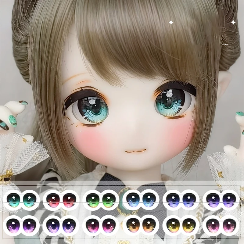 Yeux métalliques à paillettes pour poupée BJD SD, accessoires en acrylique, 10mm-24mm, 1/8 1/6 1/4 1/3