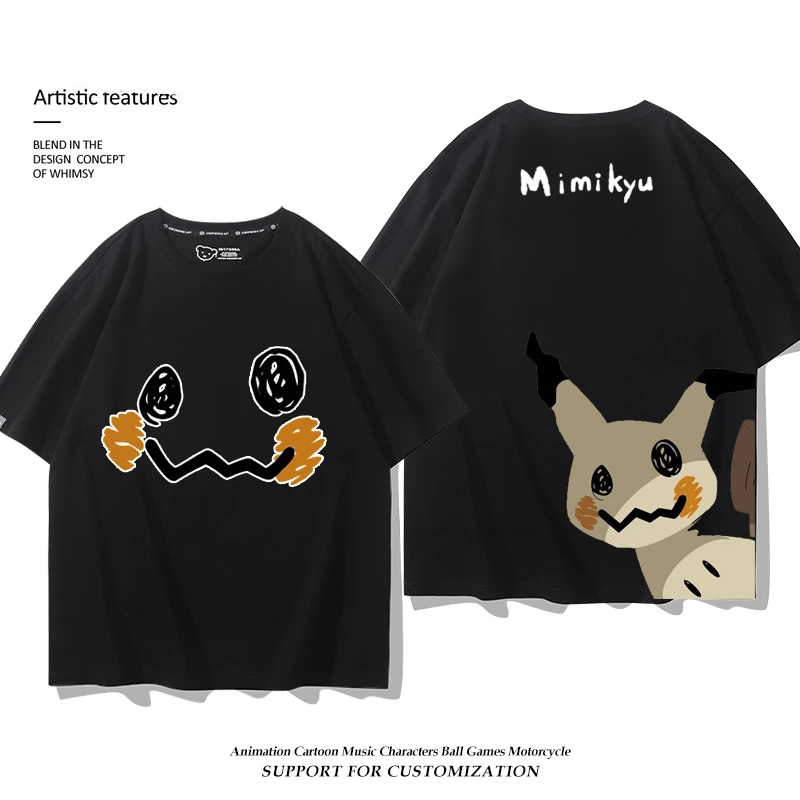 Pokemon Puzzle Puzzle Q cartoon cartoon short sleeve T-shirt Pokemon summer men and women 100% cotton matching clothes