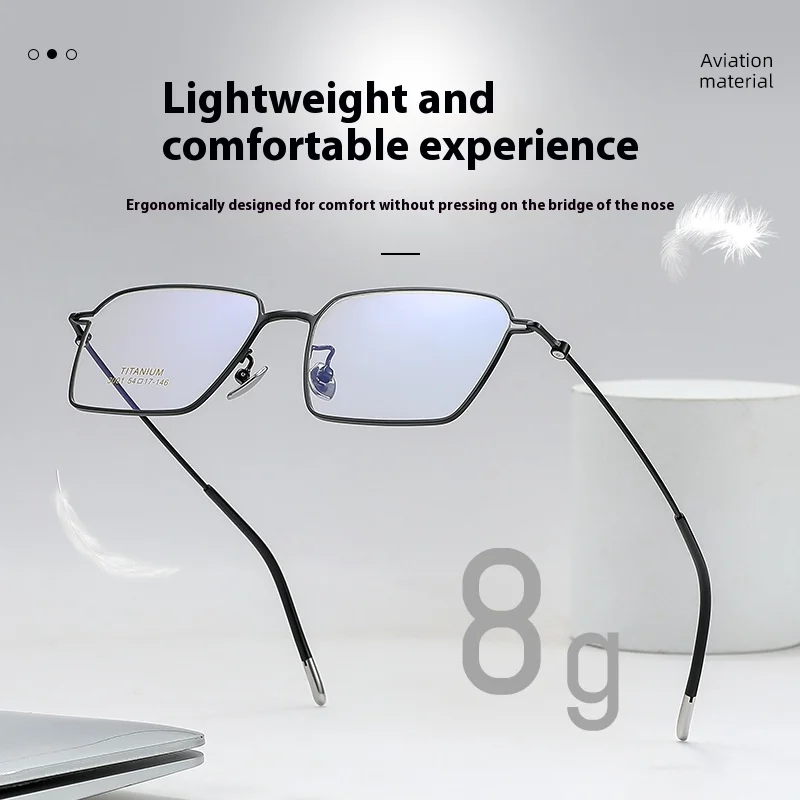 

ALICIA Man ashion Square Full Frame Luxury Super Light Pure Titanium Eyewear Business Optical Prescription Frames