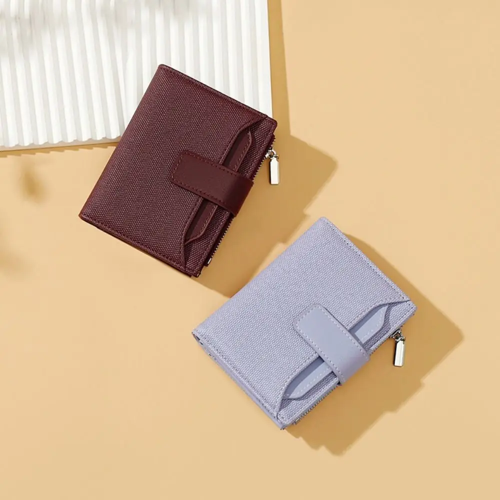 New High-capacity Short Wallet Solid Color Waterproof Coin Purse PU Leather Wear-resisting Card Bag Girl