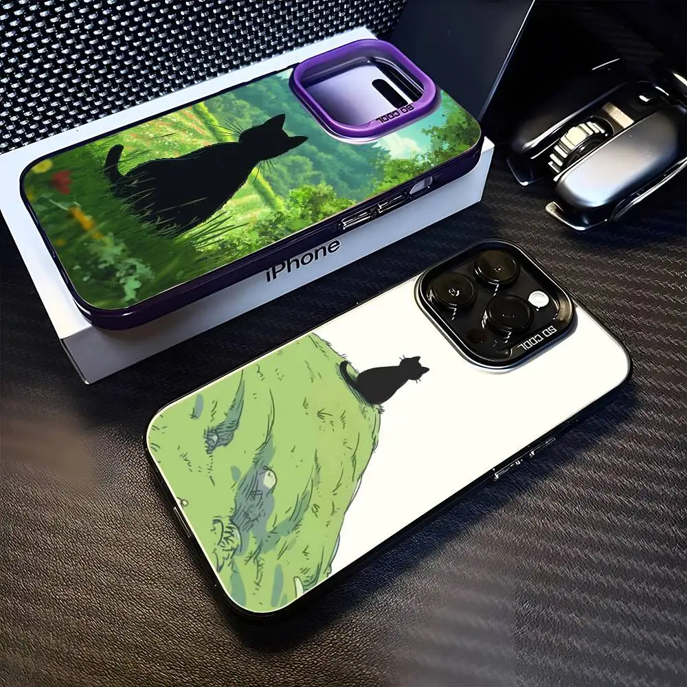 

Summer and the Black Cat Phone Case For iPhone17,16,15,14,13,12,11 Plus,Pro Max Purple Matte Shockproof Cover