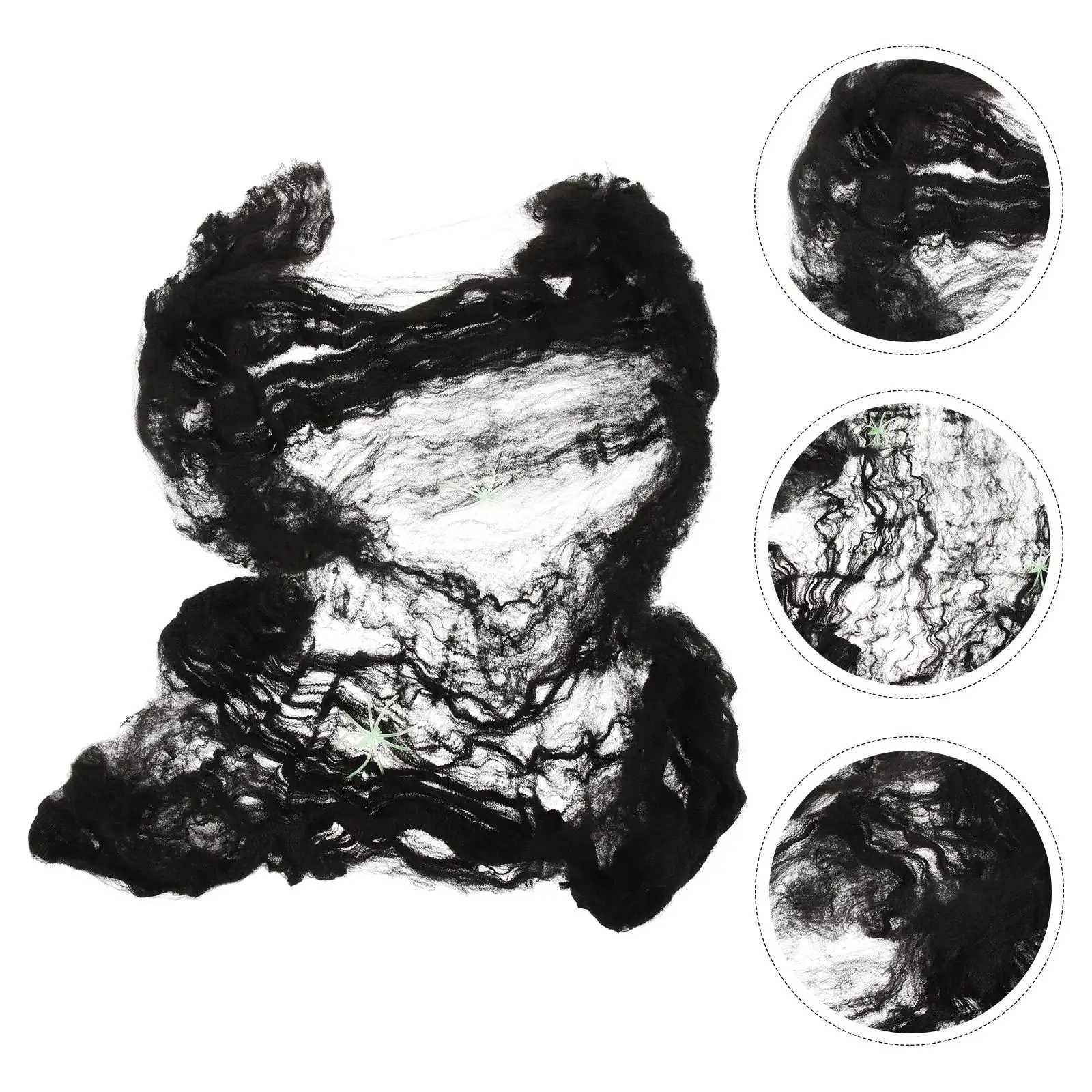 2 oggetti di scena per ragnatela di Halloween 2 ragni 20 g Rete di cotone nero per forniture festive Decorazione ragnatela