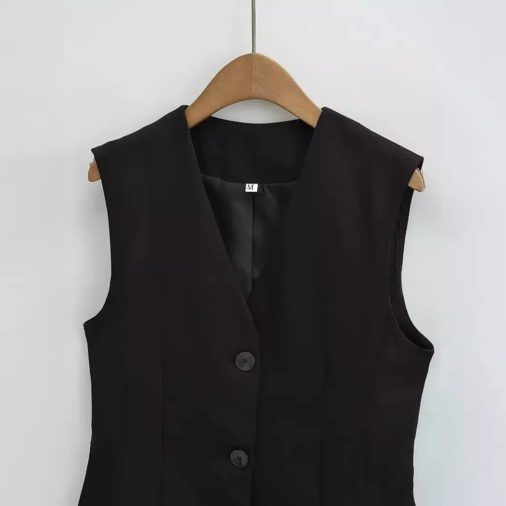 

Женский однобортный однобортный жилет без рукавов с v-образным вырезом, универсальный стиль для весенней европейской и американской моды