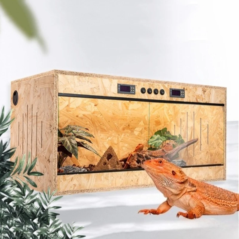 Reptile Feeding Box Wooden Lizard Thermostatic Terrarium Temperature Control Gecko Tortoise Terrarium Reptiles House Habitat