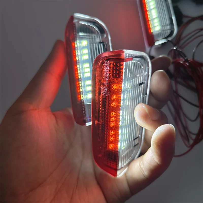 4x صالح لشركة فولكس فاجن باسات B6 B7 CC جولف 6 7 جيتا MK5 MK6 تيجوان شيروكو الأحمر LED باب السيارة تحذير ضوء ضوء الباب المجاملة #5