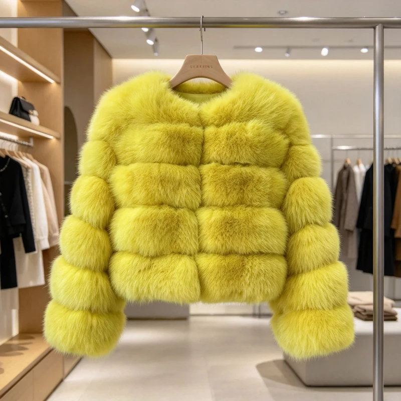 Women's Faux Fox Fur Coat Winter Fashion Synthetic Leather And Skin Clothing New In Coats & Jackets Tops Sale