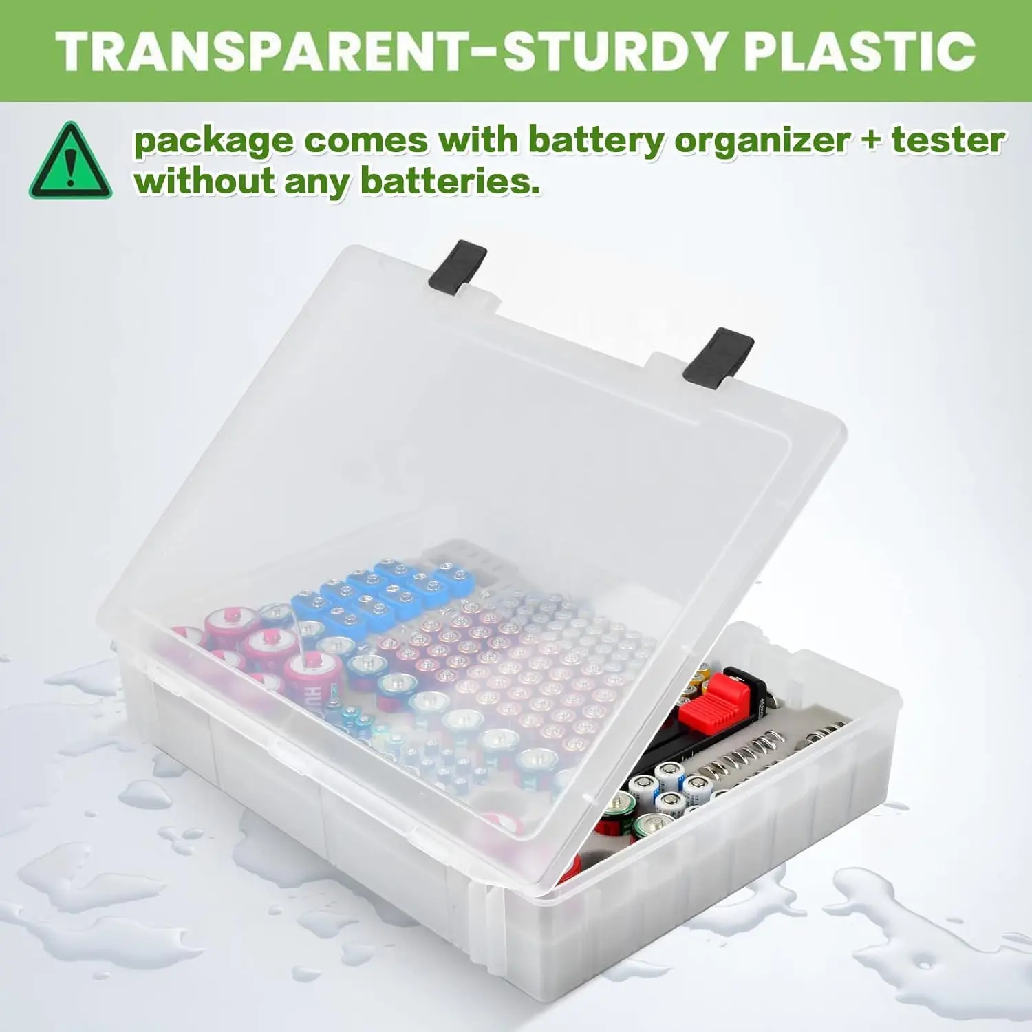 Battery Organizer Storage Holder- Batteries Case Containers Box with Tester Checker BT-168. Holds 225 Batteries AA AAA C D