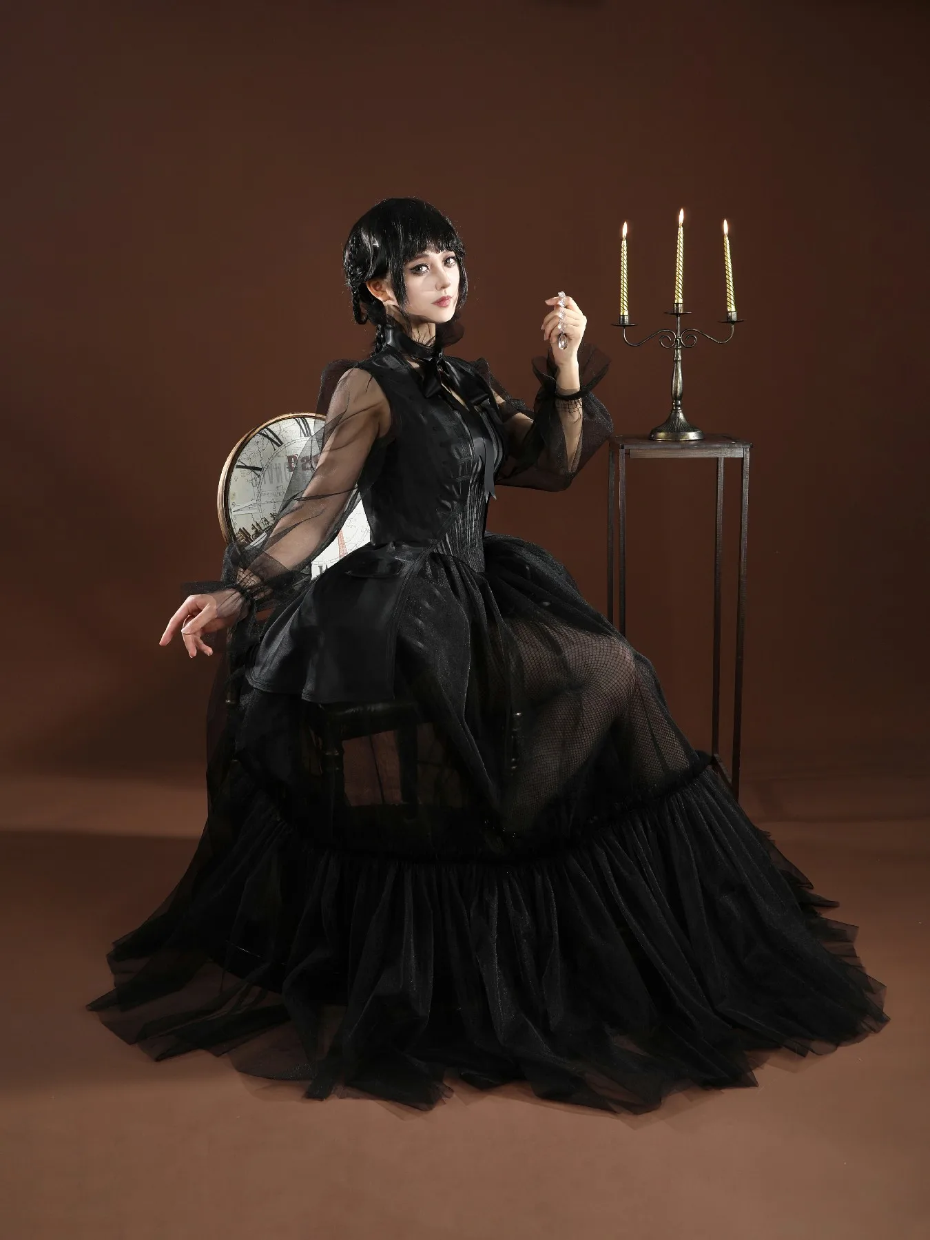 

Wed Cosplay Girls Enid Costume Movie Season 2 Black Ball Dress Halloween Carnival Party Outfits