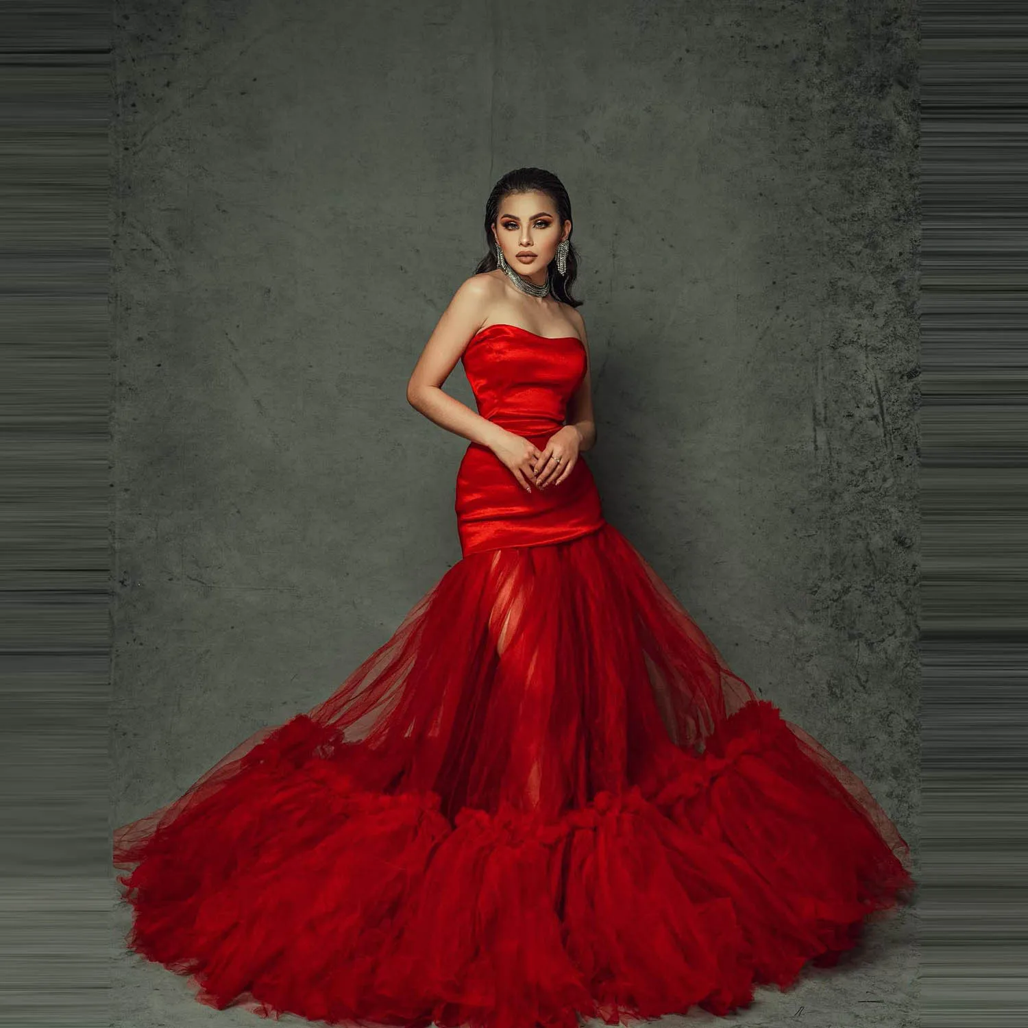 See Through Red Prom Dresses Sweetheart Satin &Tulle Yong Girls Party Dress Dancel Birthday Gowns