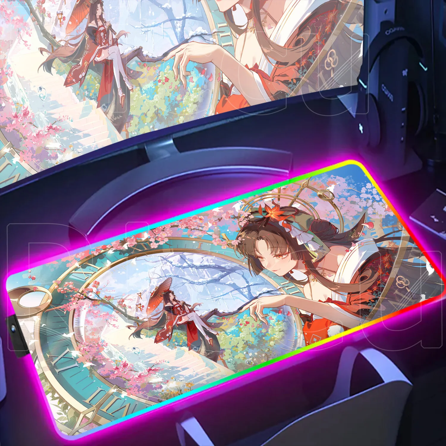 

Backlight RGB Game Mouse Pad Neverness to Everness Nanally Chiz Locking Edge Speed Desktop Mat LED Colorful Lumines Keyboard Rug