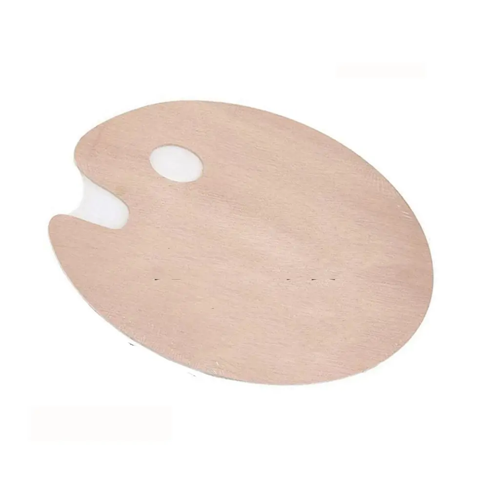 Wood Color Wooden Paint Palette Artist Trays Nylon 2 Size Acrylic Palettes Wooden Thumb Holder Paint Palette - Image 5