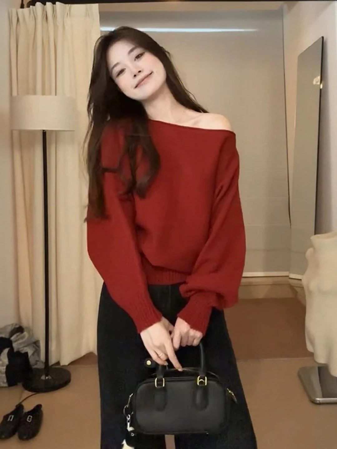 

Cisas новогодний свитер с колючками женский свободный вязаный длинный све осень-зима теплая атмосфера ощущение