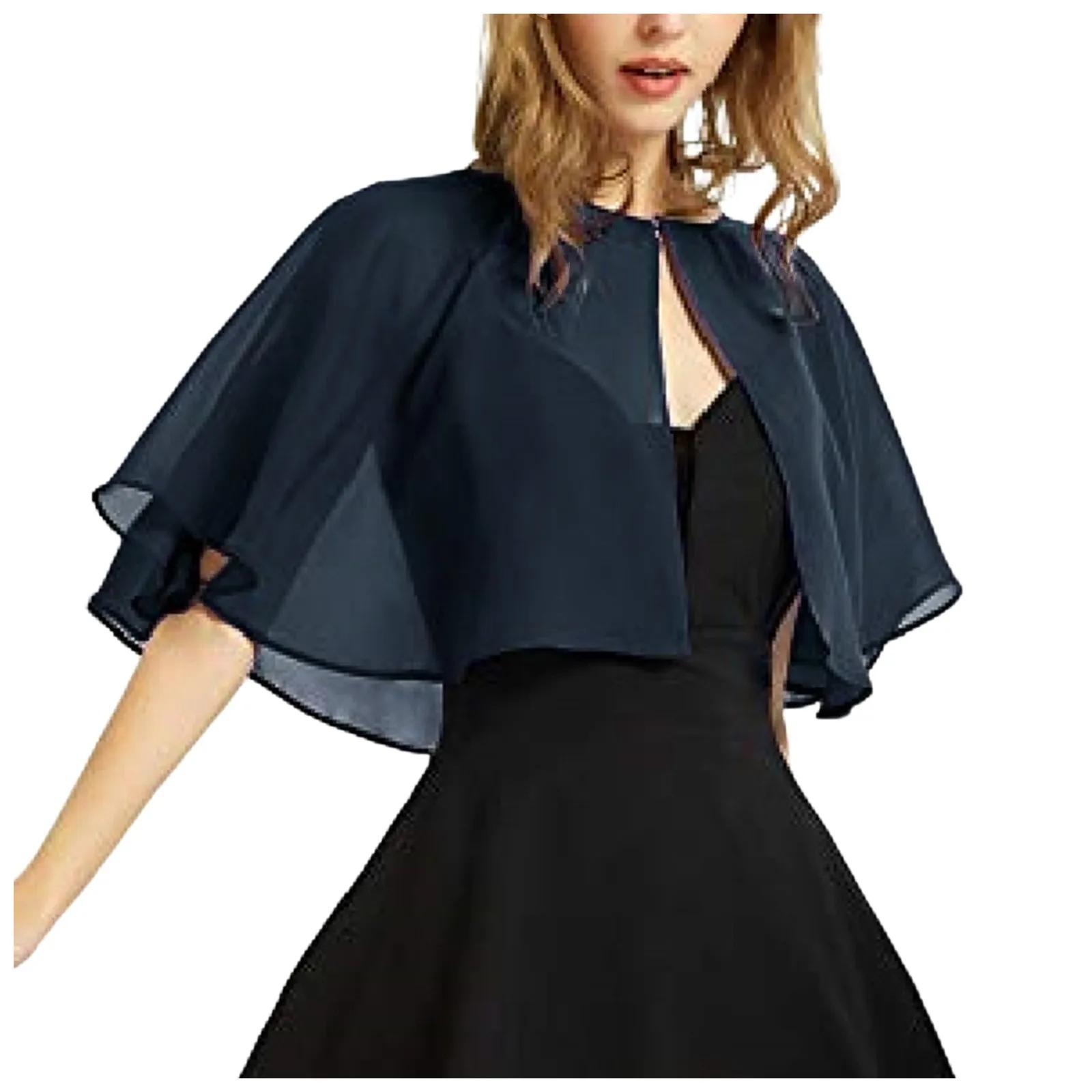 2024 Solid Chiffon Cape Bolero Mujer Front Open Capes Women Shrug for Evening Wedding Bridal Dress Jacket Wraps Cloak Boda Shawl