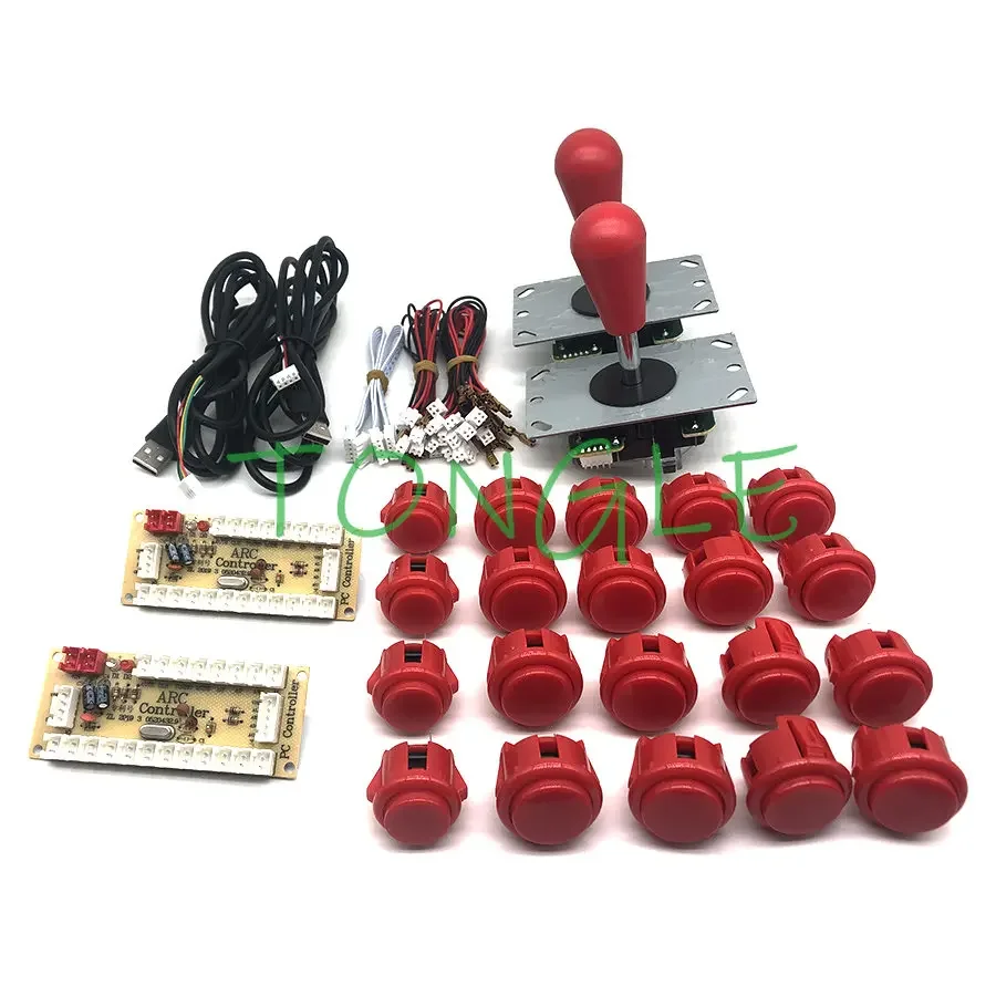 2 Player Copy SANWA Arcade DIY Kit Zero Delay USB Board Game Controller Joystick Encoder To PC Raspberry Pi Stick OBSF 30mm Set