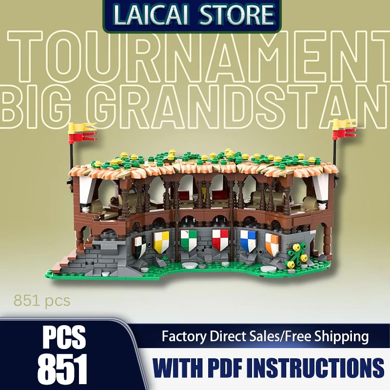 

Medieval Castle Moc Building Bricks Tournament: Big Grandstand Model Technology Modular Block Christmas DIY Toy Holiday Gifts