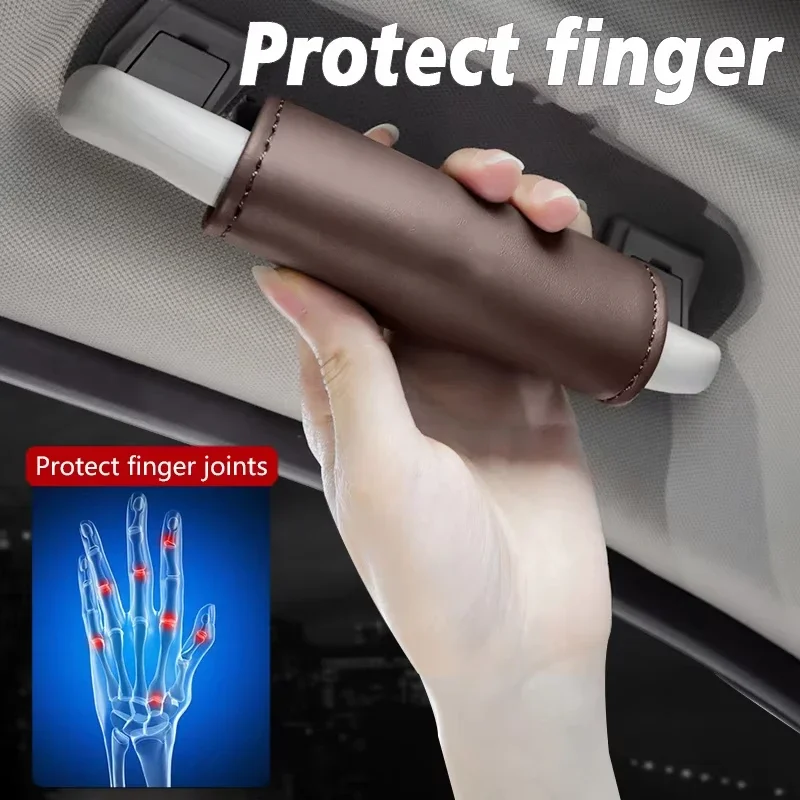 1pc Car Roof Handle Protective Pad Cover Universal Soft PU Leather Auto Interior Handle Armrest Protective Pad Accessories