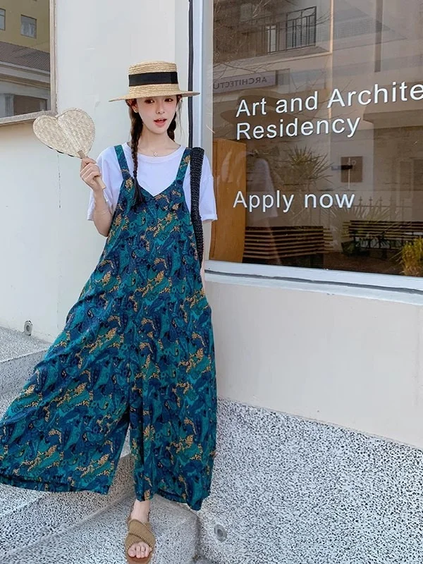 Pantaloni a gamba larga con stampa floreale Dopne Pantaloni estivi da donna nuovi con cinturino Sle Agel Gonna pantaloni larghi coreani