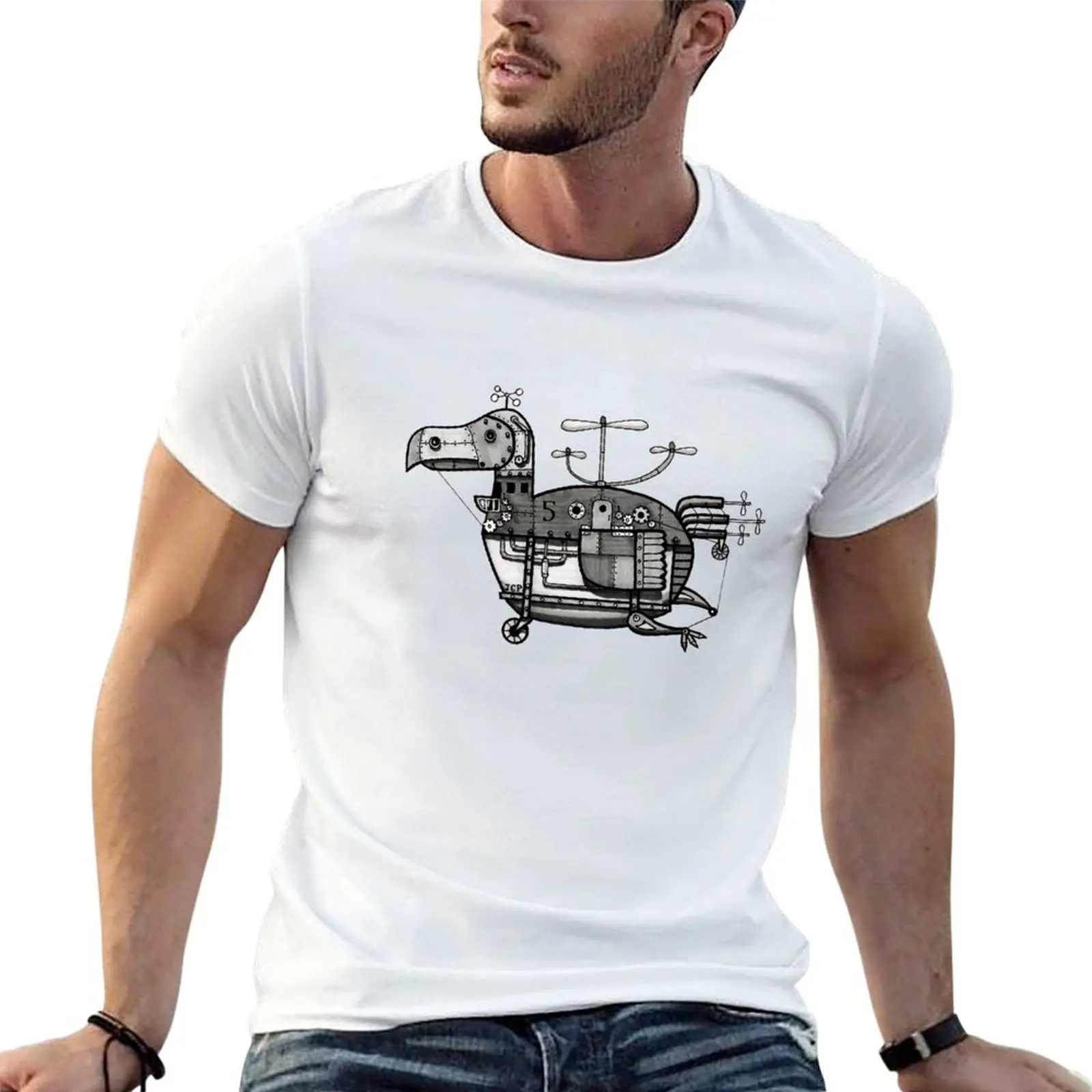 Flying Dodo: Steampunk Machine T-Shirt t shirts with prints funny t shirts man t shirts cotton 100% T-shirt