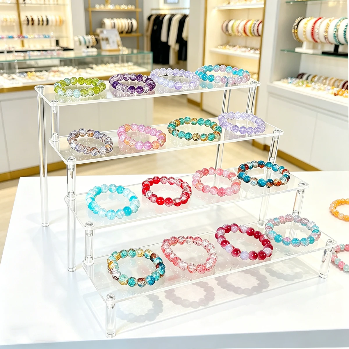 

1pc staircase style 2/3/4-layer bracelet storage rack acrylic jewelry display rack dressing table storage rack