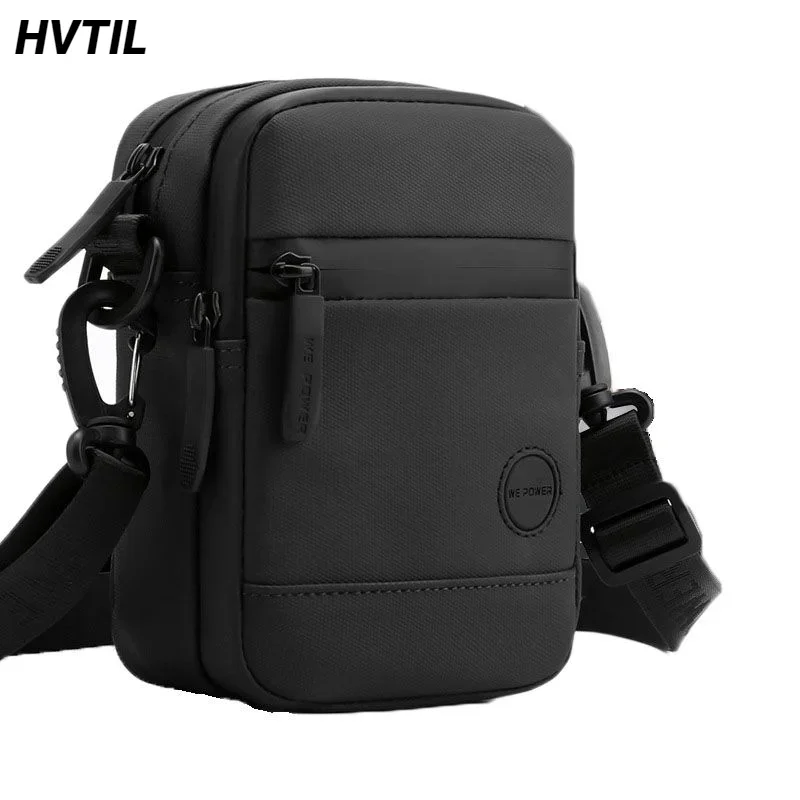 Hvtil ao ar livre casual masculino ombro único crossbody saco de luxo moda viagem mini saco peito náilon fanny pacote usb fone ouvido jack