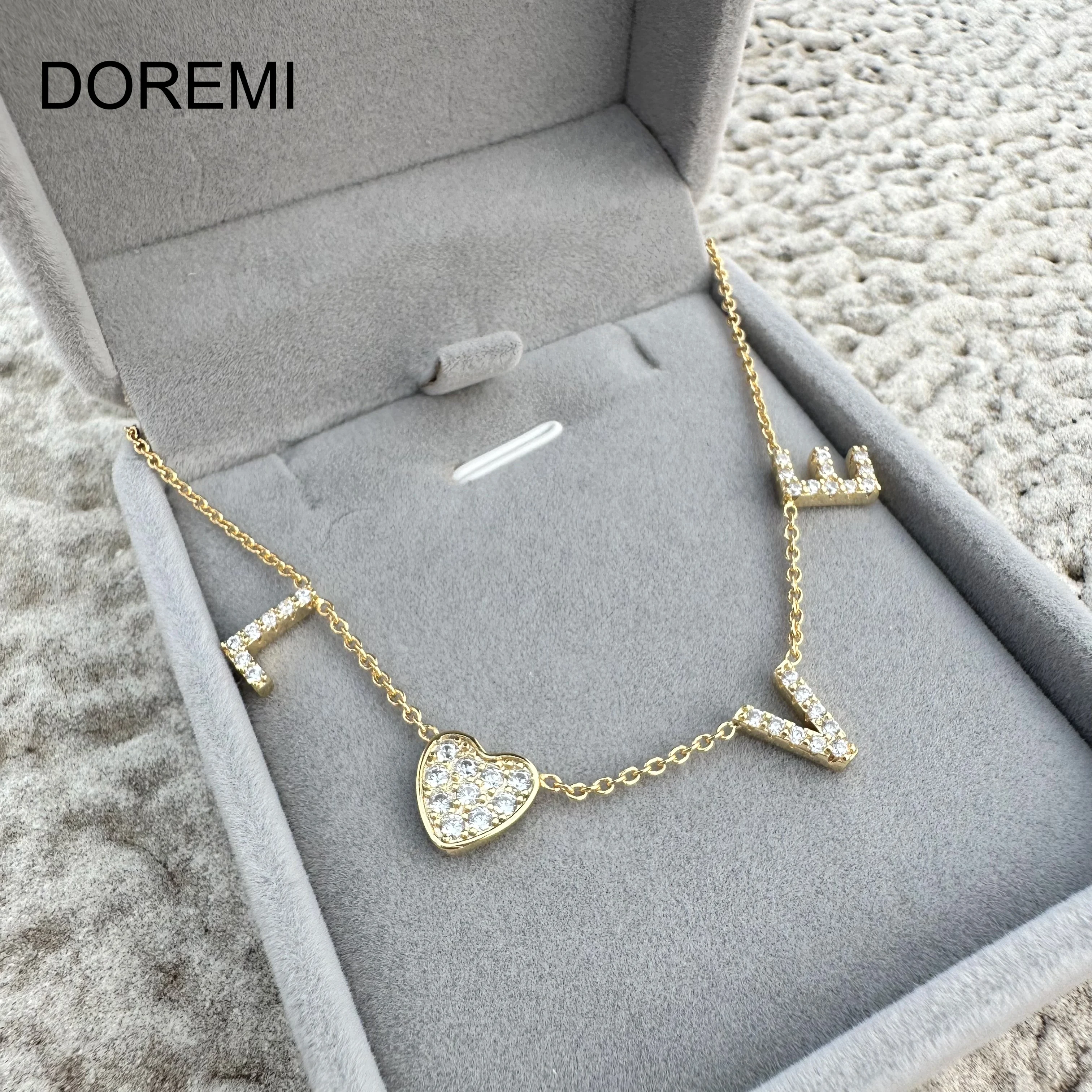 DOREMI Customized Gift Jewelry 9mm Crystal Letter Names Necklace Colorful Birthstone Cz Charms Choker Necklace