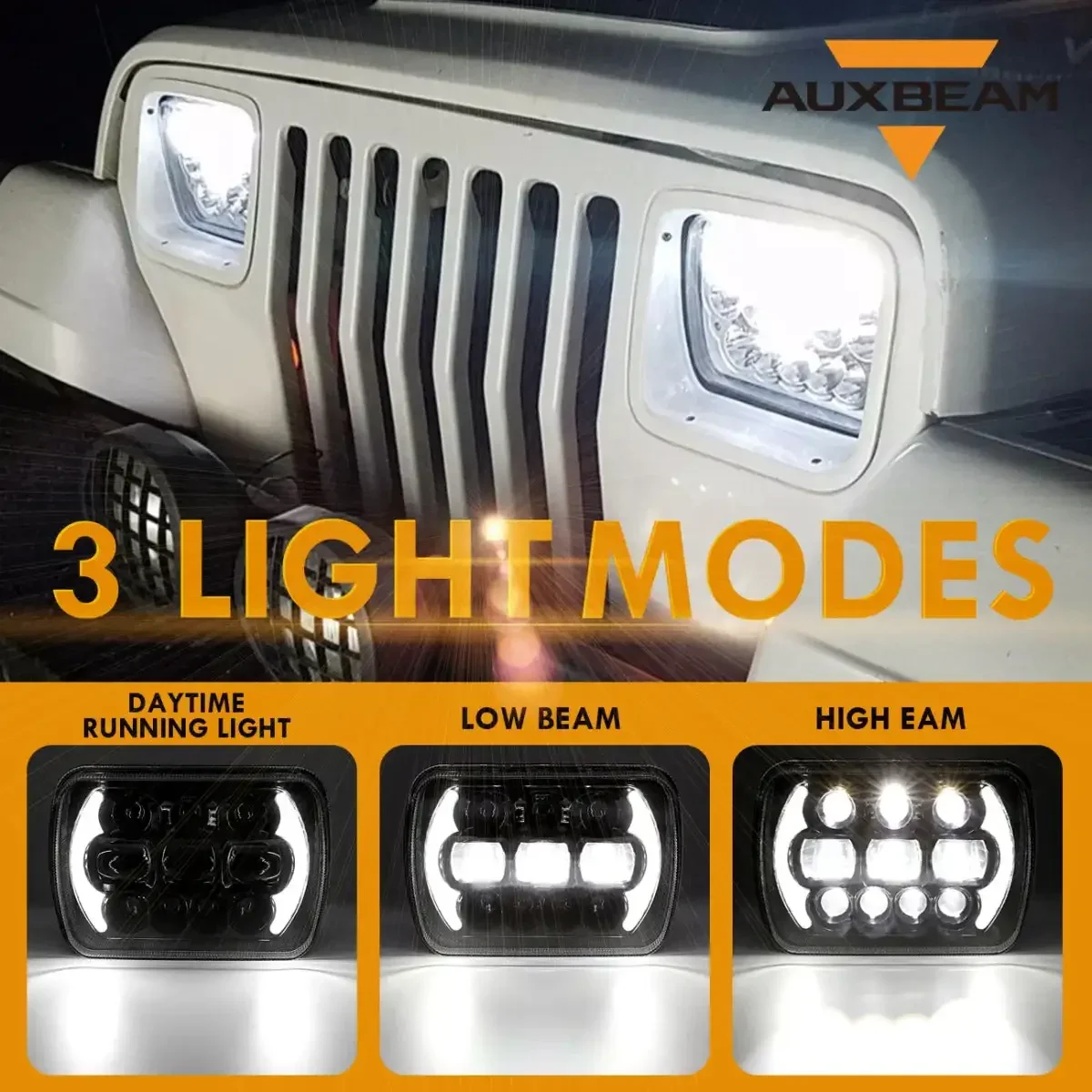 7X6inch Car Headlights with DRL Hi-Lo Beam 130W for Jeep Wrangler Cherokee XJ YJ MJ Comanche / Ford F250 Super Duty Driving Lamp