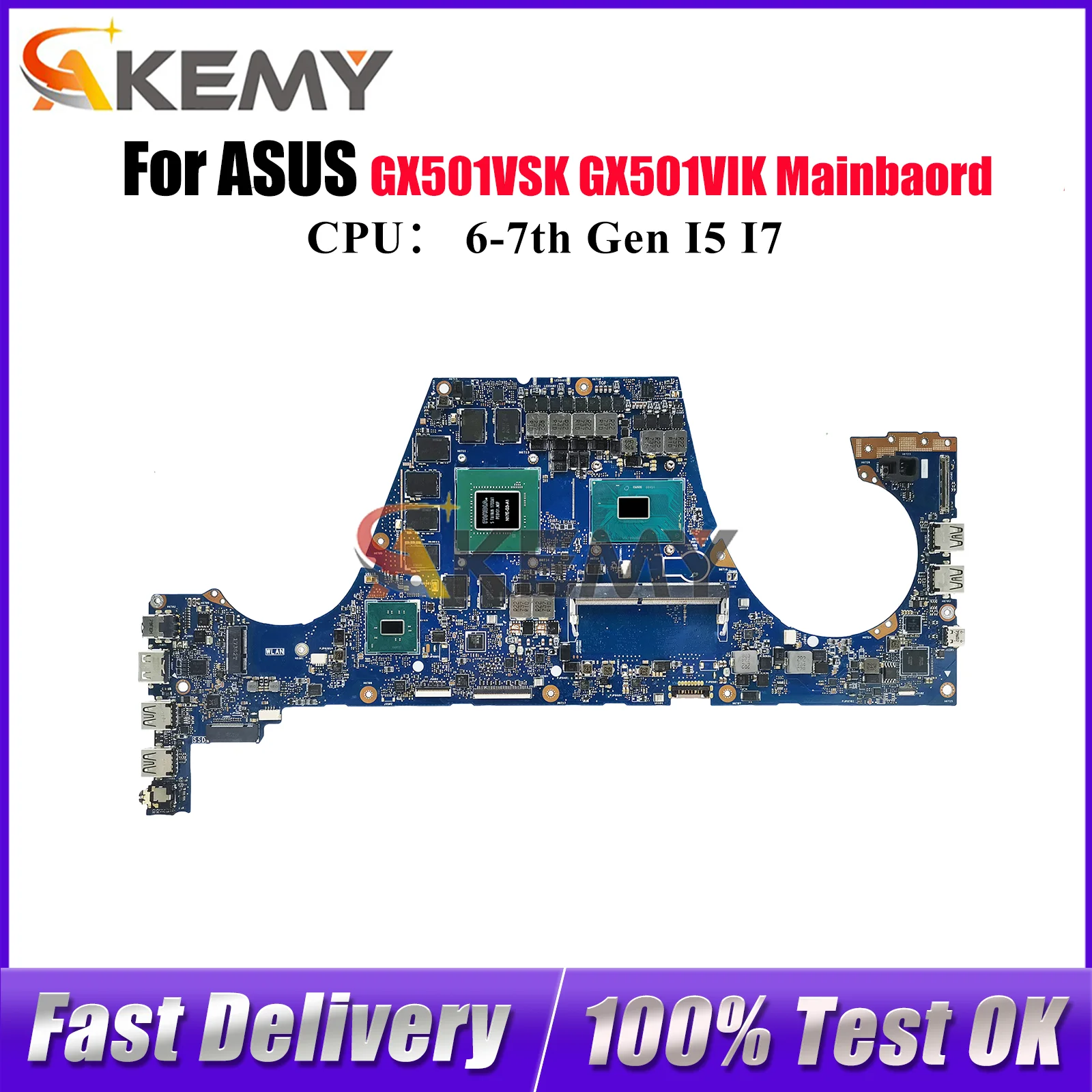 

GX501VIK Laptop Motherboard For ASUS ROG Zephyrus GX501VSK GX501VIK GX501V Notebook Mainboard With I5 I7 CPU 100% tests OK stk
