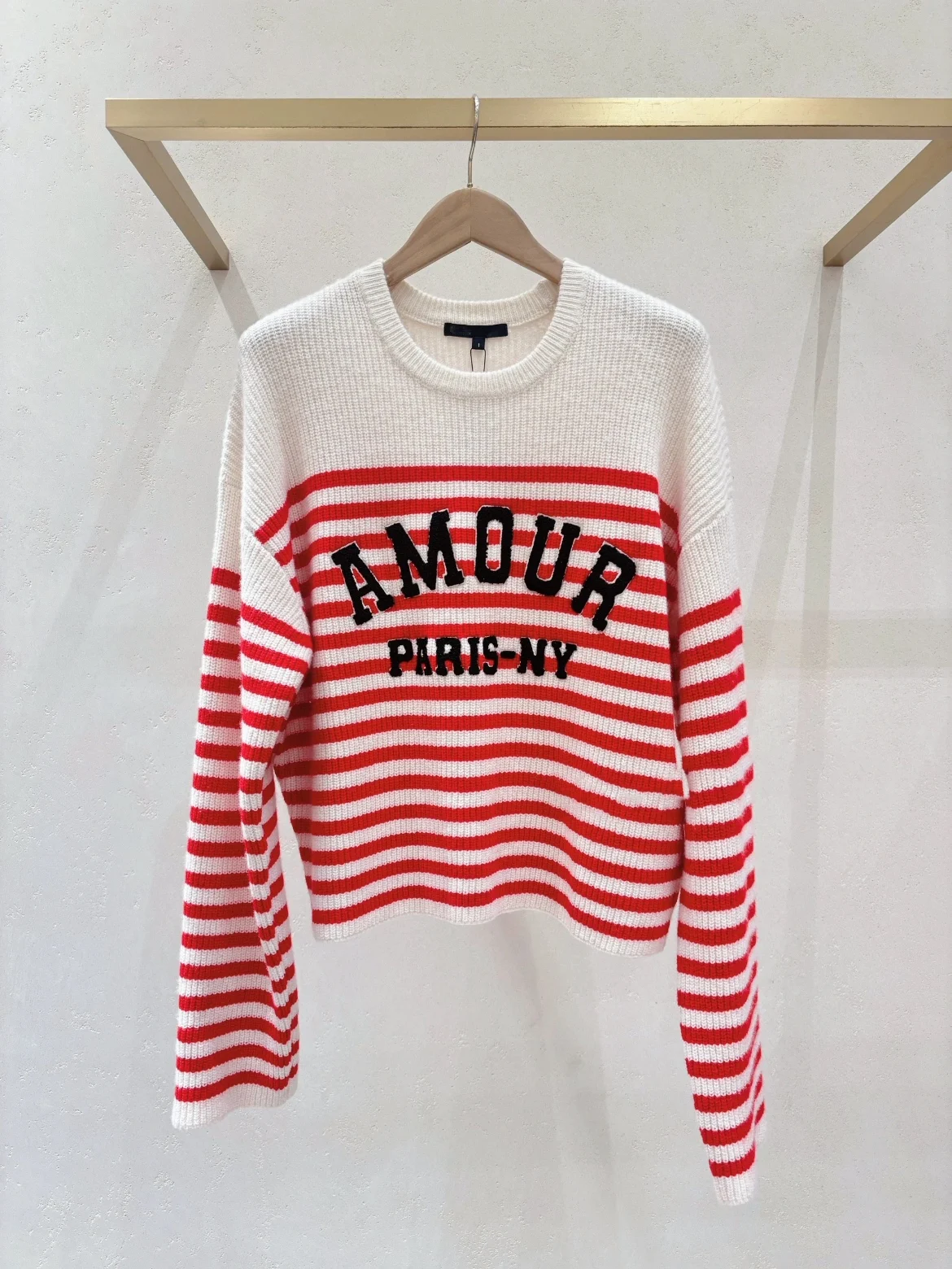 

Heidd M Autumn Winter College Sle Letter Floing Striped round Ne Knitted Sweater Women's Regular Fit Long Sve Top