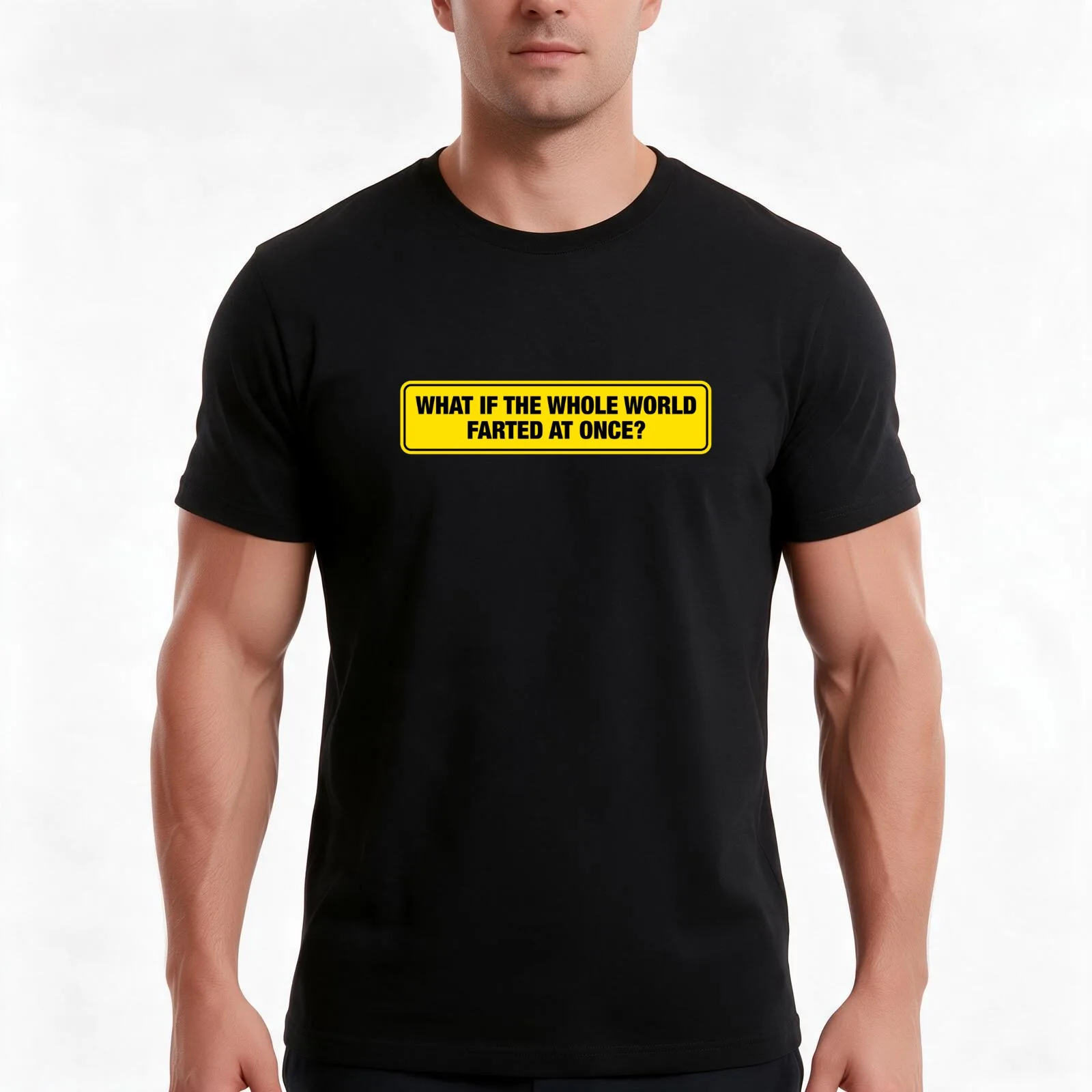 What If The Whole World Farted At Once Bumper Sticker T-Shirt, Summer Casual Cotton Tee, Oversized Streetwear Tops, 100% Cotton