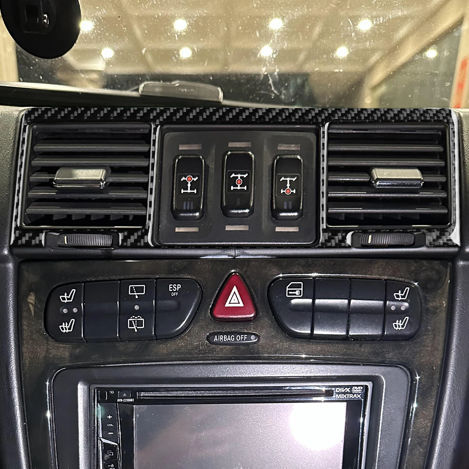 For Benz G-Class W463 G500 G55 2004-2012 Carbon Fiber Navigation CD shift lift panel Car Interior Accessories Decorative Sticker
