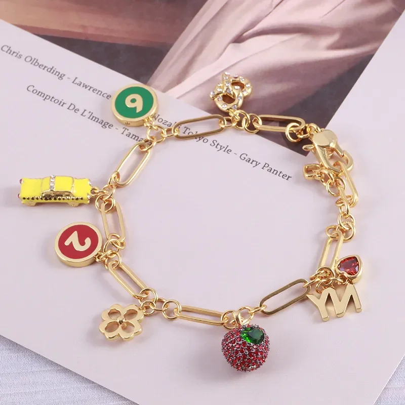 

Small Apple Cute Car Four-Leaf Clover Alphanumeric Love Adjustable Bracelet Jewelry For Woman Trend