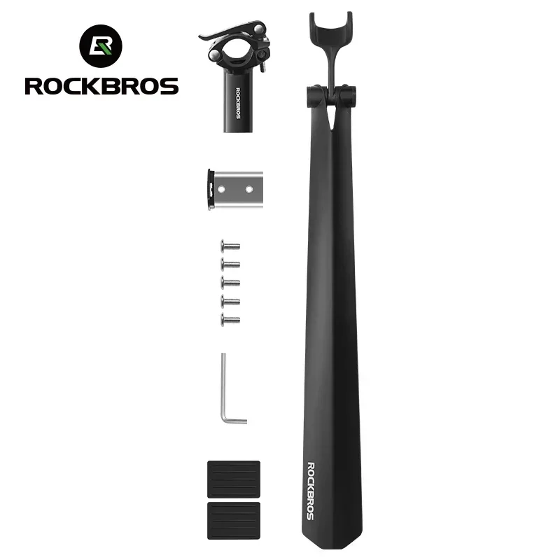 

ROCKBROS Bicycle Mudguard With Taillight Quick Release Road Bike Mudguard PP Aluminum Alloy Support Fender Adjustable Parts