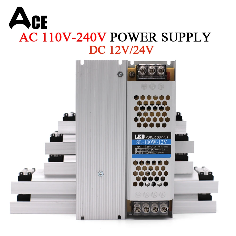 AC110V-240V Driver for LED Strip Lights Adapter DC 12V 24V Lighting Transformers Switching  Power Supply Connector 2A 3A 5A 10A