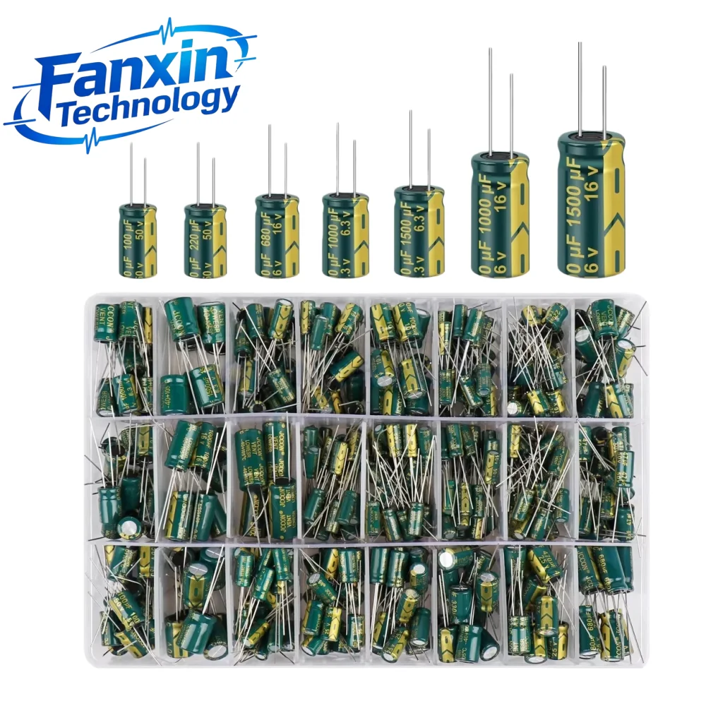 460PCS,24 Values Variable Capacitors Assorted Kit High Frequency Low ESR Aluminum Capacitors Set for DIY Projects
