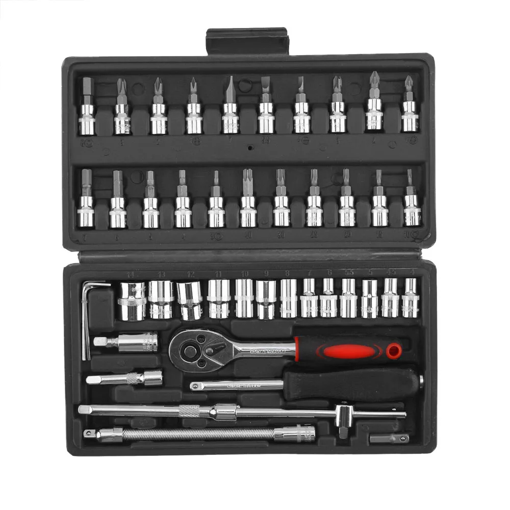 46PCS Socket Set Metric Wrench 1/4