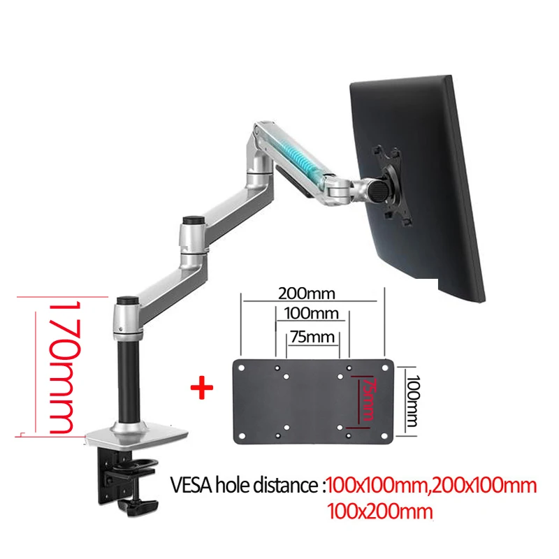 DL-8013 mechaniczna sprężyna 3-11kg 3 długie ramię zacisk 100x100 75x75 notebook mocowanie na stół 17 \