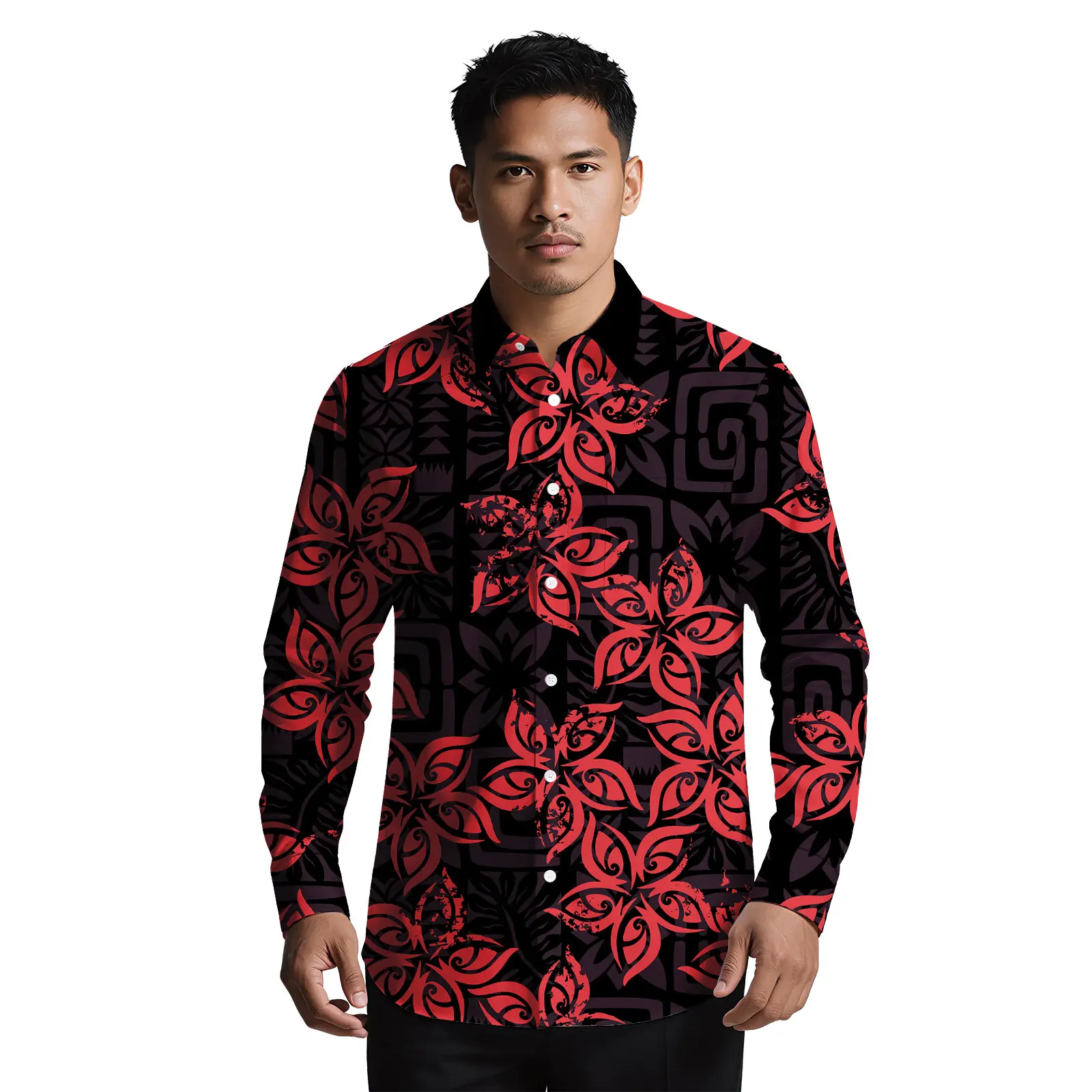 هاواي مخصص الأزهار طباعة السعر المنخفض الملابس ساموا أحدث تصميم جزيرة الرجال قميص بولينيزيا أعلى جودة للرجال قميص ألوها #5