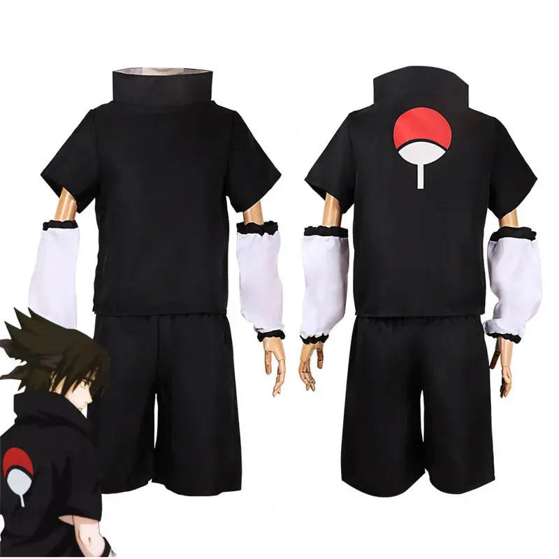

Аниме Учиха Саске 2-го поколения косплей костюм летняя черная футболка с короткими рукавами парик для взрослых мужчин женщин костюм для рождественской вечеринки