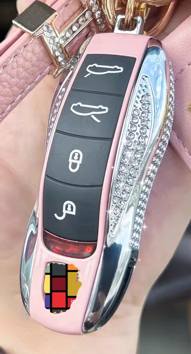3PC 럭셔리 다이아몬드 장식 키 쉘 커버 자동차 키 케이스 포르쉐 카이엔 파나메라 마칸 카이맨 블링 스타일