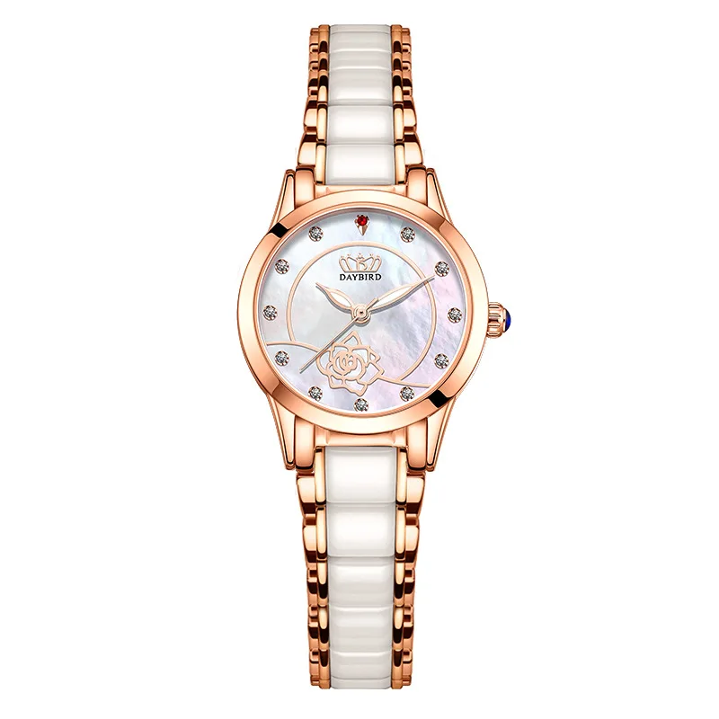 Nieuwe Writewatch Voor Dames Rose Fritillaria Keramiek Japanse Beweging Waterdicht Quartz Horloge Luxe Dameshorloge Voor Vrouw Cadeau