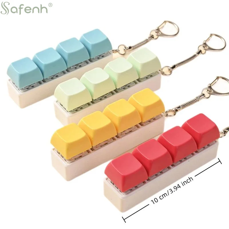 4 Keys Button Keycap Stress Relief Adult Fidget Toy Keychain 4 Keys Keyboard Fidget Gadgets Toys DIY Keyboard Keychain Toys