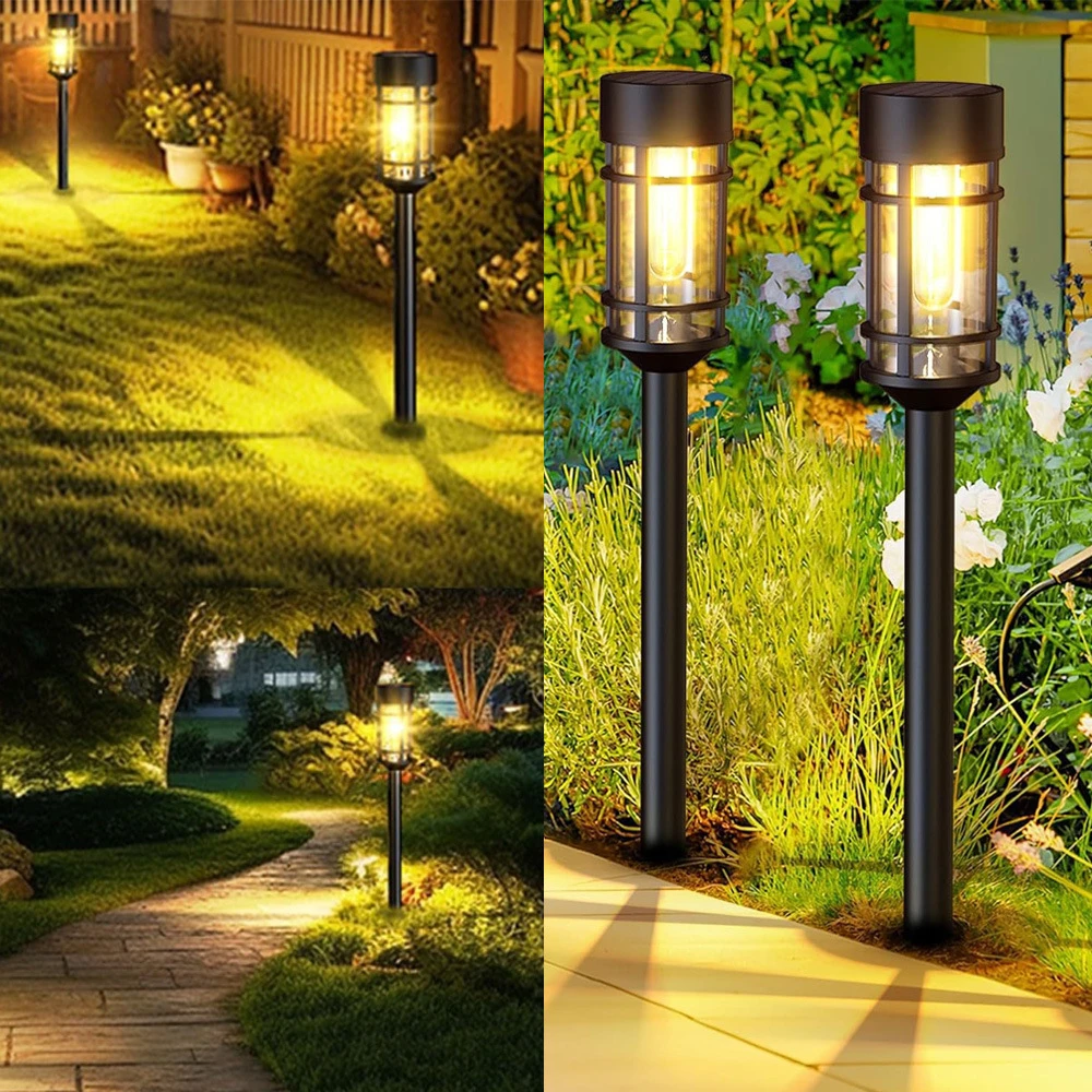 2PCS Solar Pathway Lights Waterproof Upgraded Walkway Landscape Outdoor Driveway Lights for Yard Lawn Patio Garden Decor