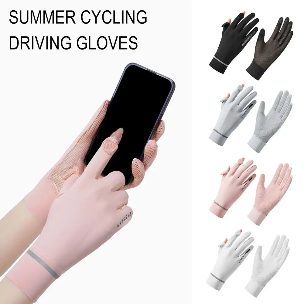 

Summer Men Women Gloves Fishing Cycling Ice Silk Breathable Elastic Sports Sun Driving Gloves Touchscreen Protection Fitnes K5B3